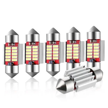 AUDEW 6ks Autokupolové Mapové Žárovky Dekódování Oslnivé Svitidlo Pojistkové Tabulky Extrémně Svítivé 31*12mm/36*12mm Bílé Auta Světla