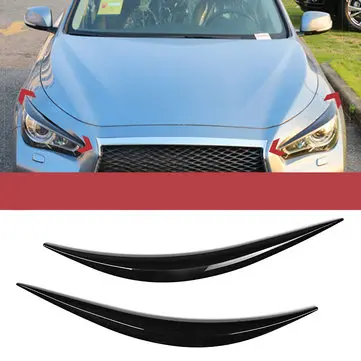 Lesklé černé krytky okrajů světlometů ABS pro Infiniti Q50 2014-18