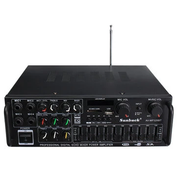 Sunbuck 326BT bluetooth 1200W 110V US Plug Digitální zesilovač HIFI-h Stereo Domácí kino stkada 2 kanálový přijímač MP3 USB SD AUX AV FM Radio s dálkovým ovládáním