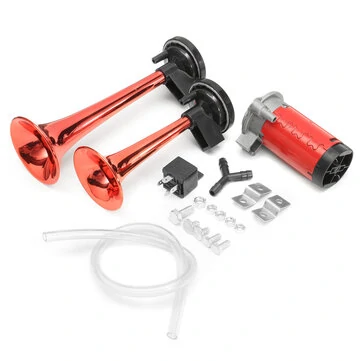 150dB 12V 2-Trumpet Car Air Horn Chrome 50HZ s kompresorem pro Auto Truck Lorry Boat Train