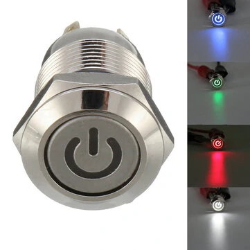 12V 4 Pin Led Metal Push Button Spínací Okamžitý Tlačítkový Spínač Vodotěsný