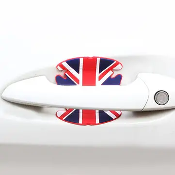 4 kusy Silikonové Nálepky Ochrana rukojeti bočních dveří automobilu se vzorem vlajky k prevenci oděrků