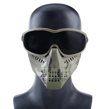 Wosport Taktické Brýle+Půl Tvář Masky Odnímatelná Venkovní CS Vojenská Ochranná Mask