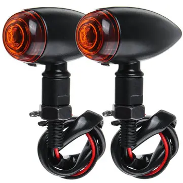 12V Motocyklová kovová identifikační světla žlutého signálu Amber Lights Retro Black Universal