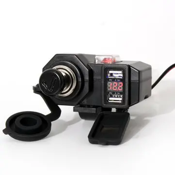 12V Vandtæt Dobbelt USB Oplader Strømadapter Stik + Voltmeter