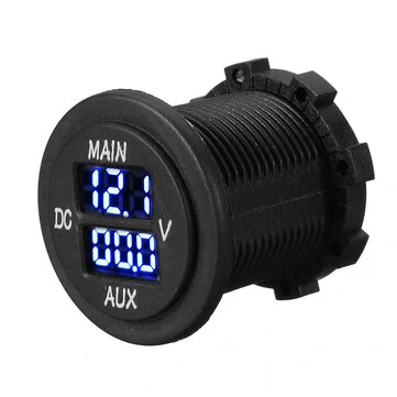 12V 24V AUX Hoved-LED Digital Dobbelt Voltmeter Spændingsmåler Batteriovervågningspanel
