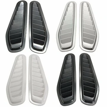 2 stk. Bil Dekorativ Luftstrøm Indtag Scoop Turbo Motorhjelm Vent Dæksel Skærm