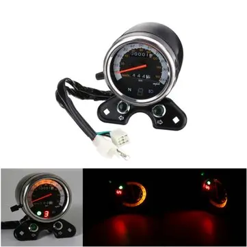 Motorcykel Odometer Speedometer LCD Digital Gauge W / Light USB Oplader Interface til Cafe Racer