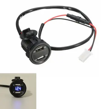 12V 2.1A 1A Dual USB Oplader Stikspænding Voltmeter Led Lys Til Bil Motorcykel