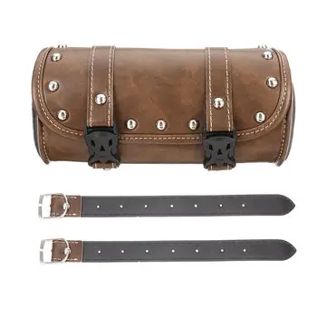 Lædermotorcykel forgaffel værktøjs taske til Harley/Softail/Sportster/Dyna Brun