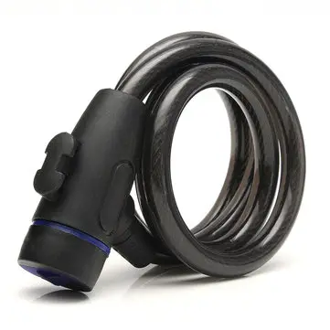 100cm x 12mm Sort Stål Kabel Lås m/ 2 nøgler Stærk sikkerhedskæde til motorcykel, scooter og cykel