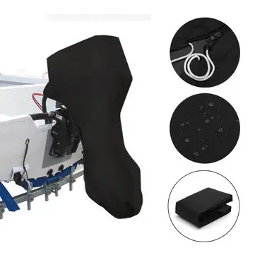 600D Sort Båd Fuldt Udvendigt Motorovertræk Passer Til 175 Til 225 HK Motor Vandtæt