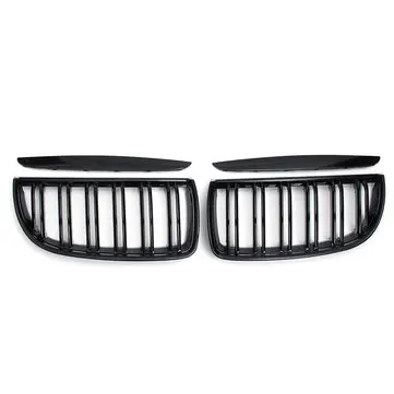 Par Gloss Black Dobbelt Slat Sport Nyregrill Grill Sæt til BMW E90 E91 2005-2008