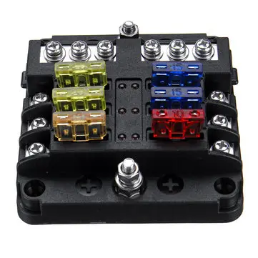6 Måder Blade Sikringsboks & Distribution Bar Bus Båd Bil Kit Holder m/ LED 32V 12V