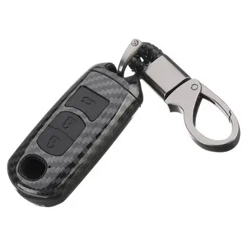 ABS Carbon Fiber Remote Smart Car Key Case / Bag Cover Fob med nøglering til Mazda 3 Axela 2017-18