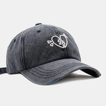 Unisex Kærlighed Broderi Blød Top Baseball Kasket Udendørs Vild Buet Skygge Justerbar Åndbar Solbeskyttelseskasket