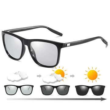 Herre fotochromiske solbriller klassiske firkantede UV400 polariserede udendørs cykelbriller