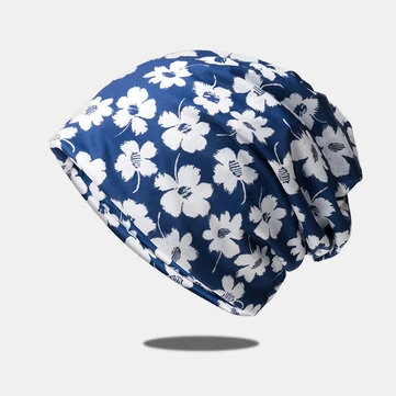 Kvinder Dobbeltbrug Bomulds Overlay Blomstermønster Printet Elastisk Justerbar Afslappet Hue-Tørklæde