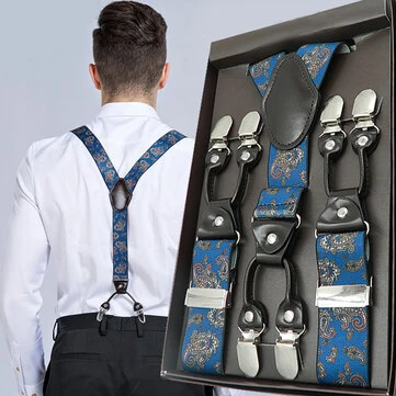 125CM Mænds mode seler justerbare strappy Y-back,business tryk høje elastiske seler med 6 clips