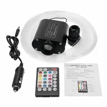 12W RGBW LED Fiber Optisk Stjernehimmel Lyskilde Enhed 150Stk 2M 0,75mm + 28Key RF Fjernbetjening