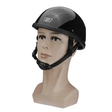 M/L/XL DOT Motorcykelhjelm i tysk stil, halvt ansigt, til motocross, scooter, blank sort