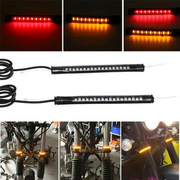 Par 12V LED Motorcykel blinklysdekorationer til 39mm-41mm Gaffel Amber & Rød