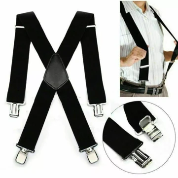 Herreseler med 5 cm bredde og komfortable elastiske remme,justerbare 4 clips til bukser,klassiske sorte seler elastisk X-bag.