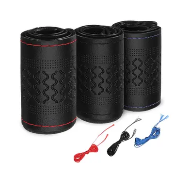 DIY 38cm Bilrattæksel i mikrofiberlæder med nåle og tråd Universal