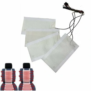 4stk Carbon Fiber Bilvarmesædepuder 2 Vælgere 5 Gear Justerbare Universal for 2 Sæder