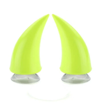 Grøn motorcykelhjelm hovedbeklædning sugekopper Horns Dekoration