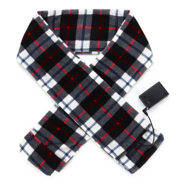 Vinteropvarmning Elektrisk Varmt Tørklæde Fleece Lange Tørklæder Rutestil