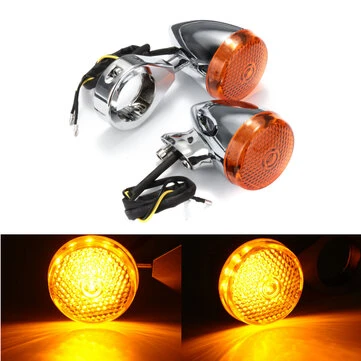 2 stk Foran 2 stk Bagtil Motorcykel LED Blinklys Krom 41mm Gaffelklemme Til Harley