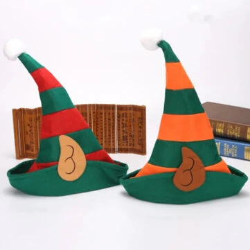 Julefestlig Unisex Lille Elvernes Cosplay Elvernes Øre Orange Rød Stribe Mønster Hat