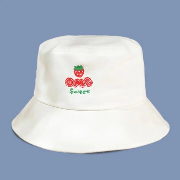 Unisex Tegneserie Jordbær Brev Broderi Solhat Bomuld All-match Solbeskyttelse Spandehat