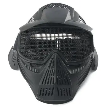Taktisk Airsoft Pro Full Face Mask med Sikkerhedsmetallbriller Beskyttelse