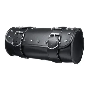 Motorcykel PU Læder Sort Værktøjs Taske Forgaflen Styr Sadeltasker Rul Fadstil
