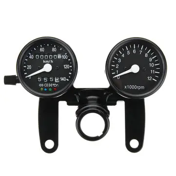 12V Motorcykel LED Baggrundsbelysning Odometer Tachometer Speedometer Dual Gauge Meter Med Beslag Universal