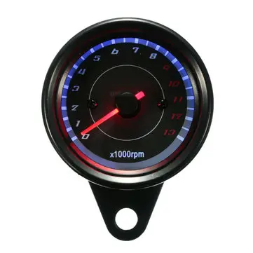 12V 13000RPM Motorcykel Rød+Blå LED Tachometer Hastighedsmåler {"universal"}