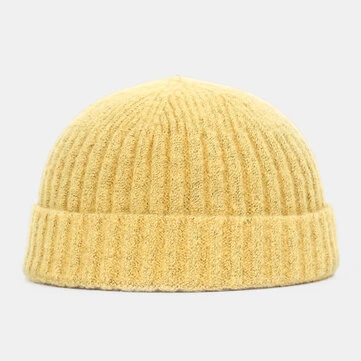 Mænd Kvinder Ensfarvet Strikket uldhat Kranielue Hue Hat uden skygge