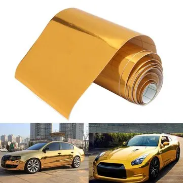 10cmx150cm Guld Vinyl Wrap Film Bilklistermærke Klistermærke Luftboblefri