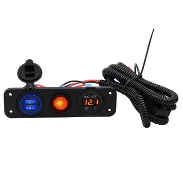 5V 4.2A LED Dual Usb Oplader Voltmeter Vandtæt Skiftepanel Marine Bil Båd Motorcykel
