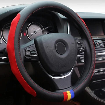 Universel 38 cm Bil Læder Ratdæksel Stålrøg Multifarver