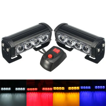 2PCS 12V LED-strobeflashlys foran Grill Varsellygte Vandtæt med 7 Blinkende Tilstande Skifte til Lastbil Trailer