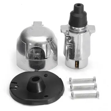 12N 7-pin Metaltrækprop & Stikkontakt Tilslutningssæt til Trækkrog Caravan Trailer