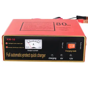 220V 6V/12V 80AH Bil Motorcykel Intelligent Batterioplader Fuld Automatisk Negativ Puls