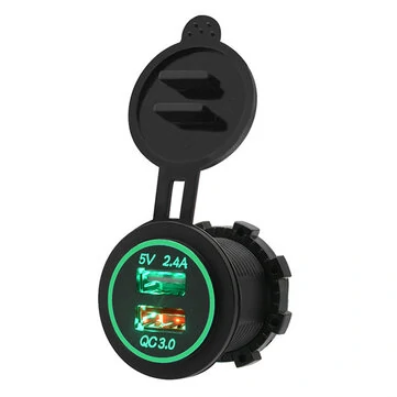 5V 3.4A Motorcykel QC 3.0 Dobbelt USB Vandtæt IP66 Stikkontakt Lader Strømadapter