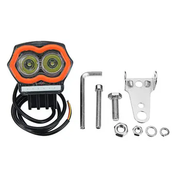 12-80V 20W Spotlight Med USB-oplader Tågelygter Motorcykel Motocross LED-forlygte Med Beslag