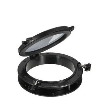BSET MATEL 196mm Sorte Marinbåde Yacht RV ABS Runde Låger Lys Udskiftning Vinduer Port Hole