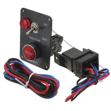 12V Racingbil Tændingsskift Kit Carbon Panel Trykknap Motor Start