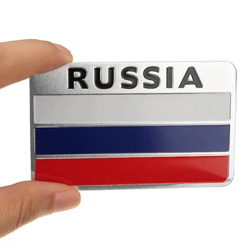 3D Aluminiumslegering Rusland Flag Bil Auto Klistermærker Decal Emblem 8 x 5cm